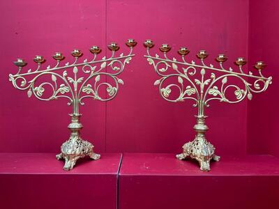 Candle Holders style Romanesque - Style en Bronze Gilt, France 19 th century ( Anno 1885 )