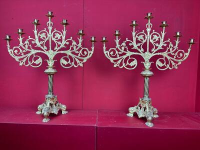 Antique 19thC Gothic Candlesticks with Lions, Mixed Metal, Gilded - Ruby  Lane