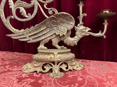 Candle Holders style Romanesque - Style en Bronze Gilt, France 19 th century ( Anno 1885 )