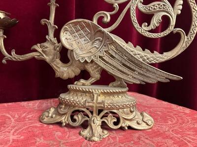 Candle Holders style Romanesque - Style en Bronze Gilt, France 19 th century ( Anno 1885 )