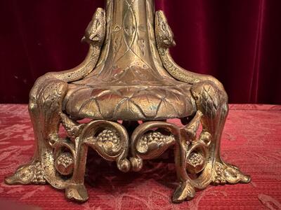 Candle Holders Measures Without Pin style Romanesque - Style en Bronze, France 19 th century ( Anno 1885 )