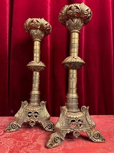 Neo-Gothic Iron Altar Candlesticks, 1900, Set of 2 for sale at Pamono