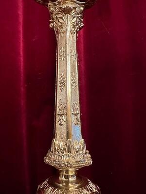 Pair Romanesque - Style Candle Holders Measures Without Pin