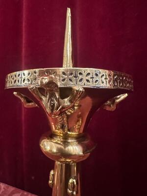 Pair Romanesque - Style Candle Holders Measures Without Pin