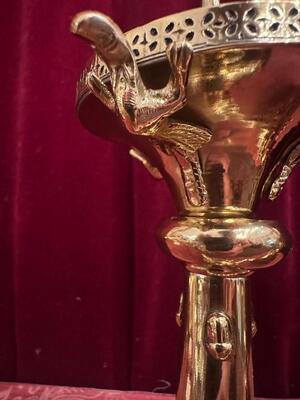Pair Romanesque - Style Candle Holders Measures Without Pin