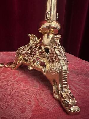 Pair Romanesque - Style Candle Holders Measures Without Pin