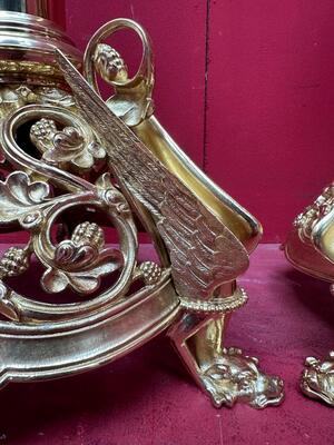 Pair Romanesque - Style Exceptional Candle ( Paschal ) Holders Measures Without Pin