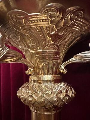 Pair Romanesque - Style Exceptional Candle ( Paschal ) Holders Measures Without Pin