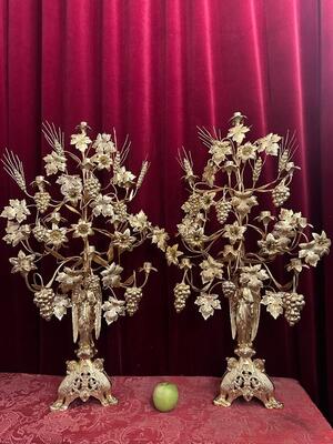 Pair Romanesque - Style Floral Candle Holders