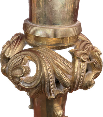 Large Candle Sticks Holders Measures Without Pin style Romanesque - Style en Bronze Gilt, France 19 th century ( Anno 1890 )