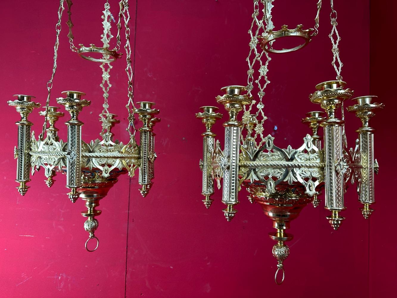 Pair Romanesque - Style Matching Sanctuary Lamps