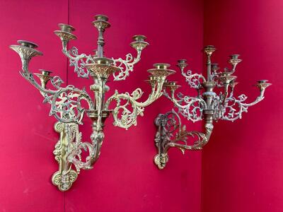 Matching Wall Candle Holders style Romanesque - Style en Bronze Gilt, France 19 th century ( Anno 1885 )