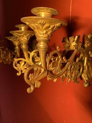 Wall Candle Holders style Romanesque en Bronze / Gilt, France 19th century ( anno 1890 )