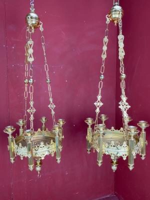 Sanctuary Lamps en Brass / Bronze / Polished and Varnished, France 19 th century ( Anno 1890 )