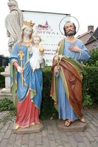 Statues  St. Joseph & St.Mary , Woodpap By Mayer - Munich en wood - pap, Germany 19th century