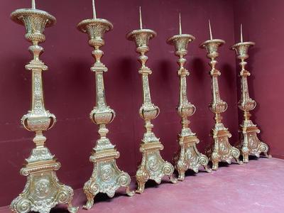 Exceptional Candle Sticks. Measures Without Pin. style Baroque en Bronze / Polished / New Varnished, France 19th century ( anno 1850 )