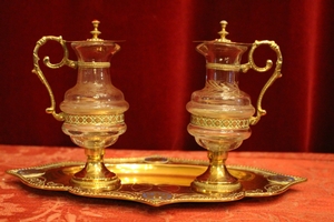 Cruets  en Brass / Bronze / Glass / Enamel, France 19th century