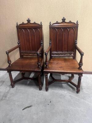 6 Chairs Expected ! style Gothic - Style en Oak wood, France 19 th century