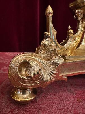 Candle Holders With Cross style Gothic - Style en Bronze / Polished and Varnished, France 19 th century ( Anno 1865 )