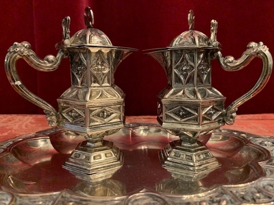 Cruets style Gothic - style en full silver, Belgium 19th century